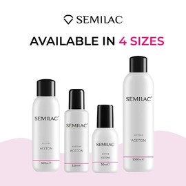 Semilac Remover Acetone Nail Polish Remover 125 ml for Hybrid Varnish UV LED Nail Polish Cleaner for Manicure and Pedicure Dermatologically Tested