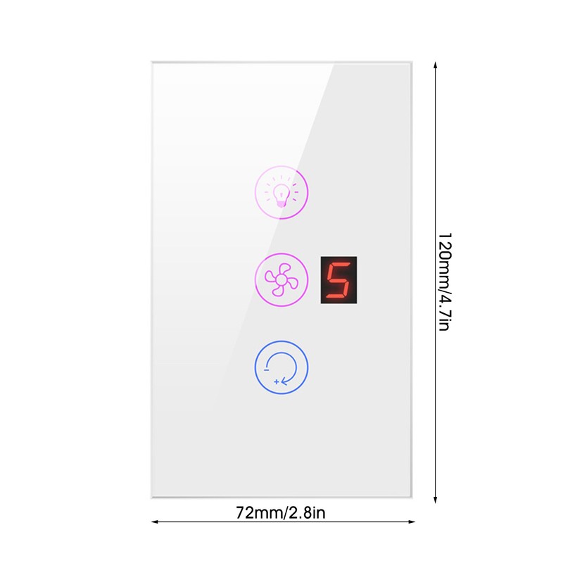 Tuya WiFi Intelligent Touched Screen Fan Light Switch Speed Adjustable