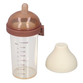 Infant Feeding Breastmilk Bottle Anti Colic Anti Choking 240ml Wide Mouth Flip Top Feeding Breastmilk Bottle for Baby Newborn Brown 2 Round Hole (for 3‑6 Months)