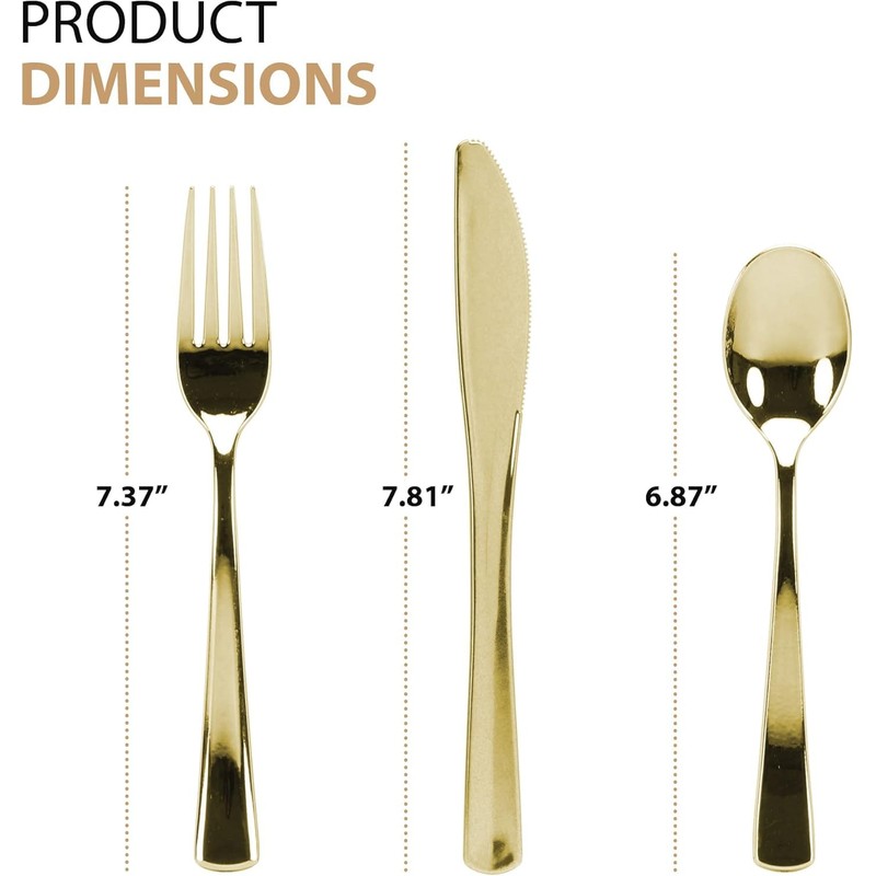 Gold Plastic Silverware Set, 160 Count, Extra Heavy Duty Flatware,