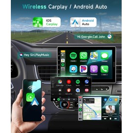 10.1 inch Single Din Car Stereo with Wireless Carplay Android Auto, Sellrich Touch Screen Bluetooth Single Din Radio with Mirror Link AM/FM/RDS USB/AUX/SD Card Ports External Mic+Reversing Camera