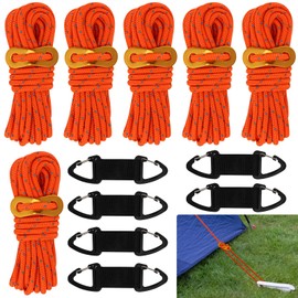 BREANIFULL 6 Pcs Reflective Tent Guy Ropes Camping 4m Guide Ropes Outdoor Tent Guide Rope with Locking Carabiner Clip for Outdoor Camping Hiking Caravan Awning Tents