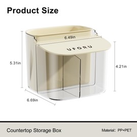 UFORU Qtip Holder Bathroom Container, 3-Section Cotton Pad/Ball/Swab Holder with Removable Bucket as Brush Holder, Vanity Cosmetics Storage,Cream White