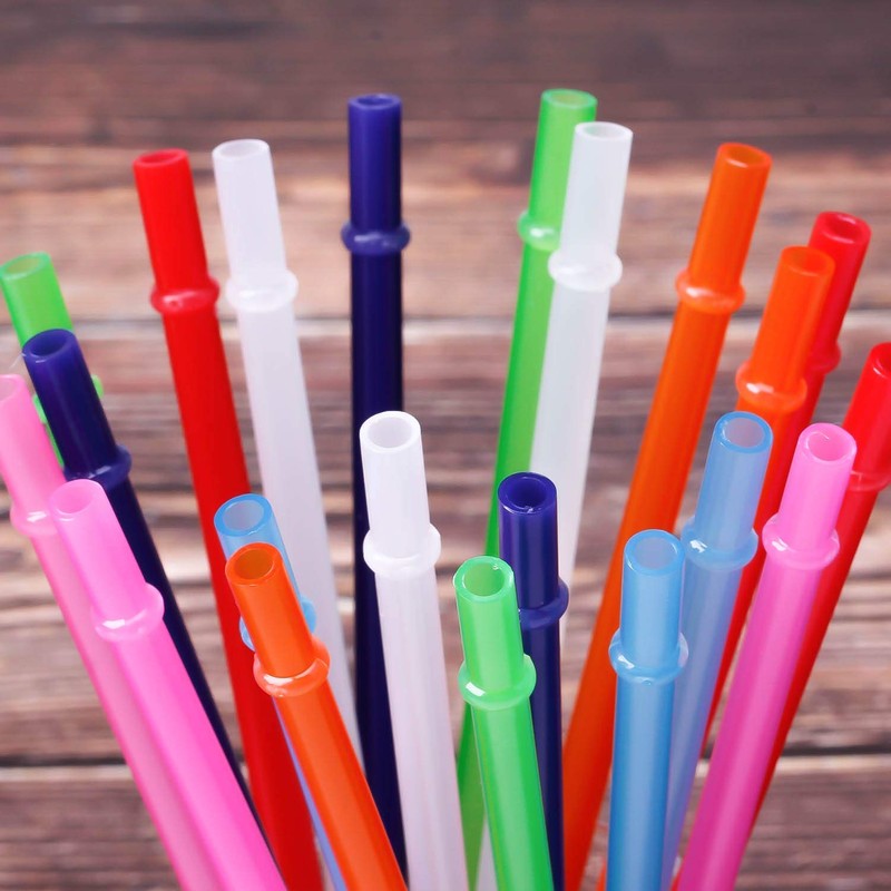 Dakoufish 12 Piece 9 Inch Reusable Plastic Thick Drinking Straws