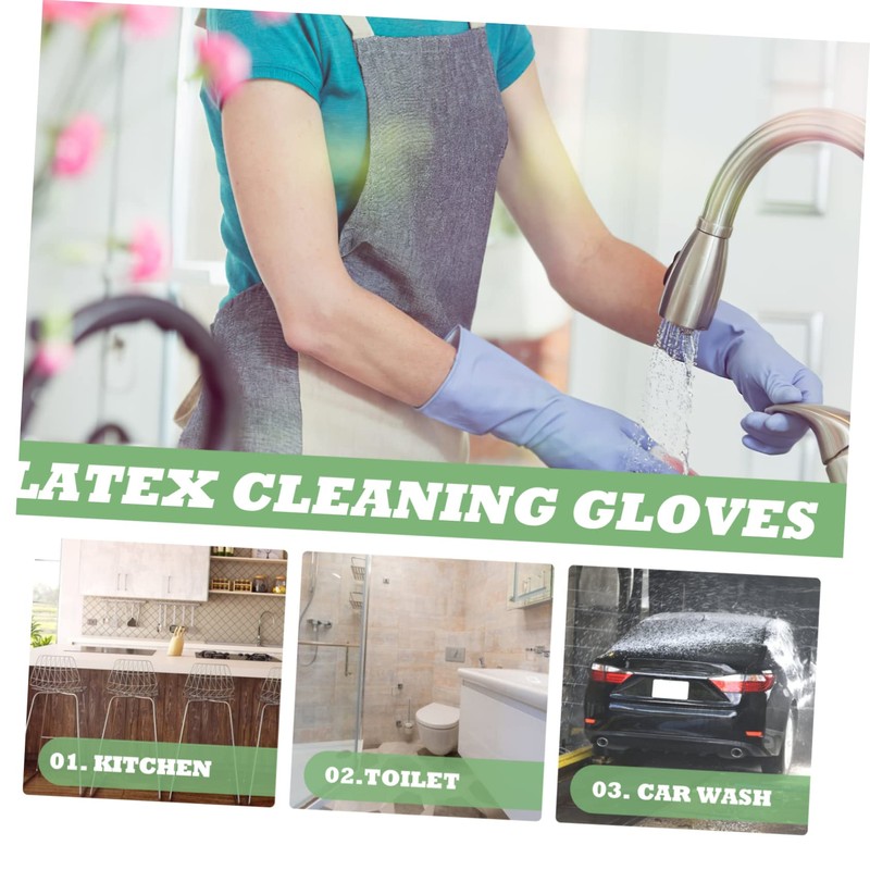 Gatuida Reusable Household Cleaning Gloves Yellow and Green Latex Dishwashing
