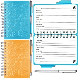 Zonon Cuaderno organizador de contraseñas portátil de 2 piezas con bolígrafo y mandala en espiral (amarillo claro, azul claro)