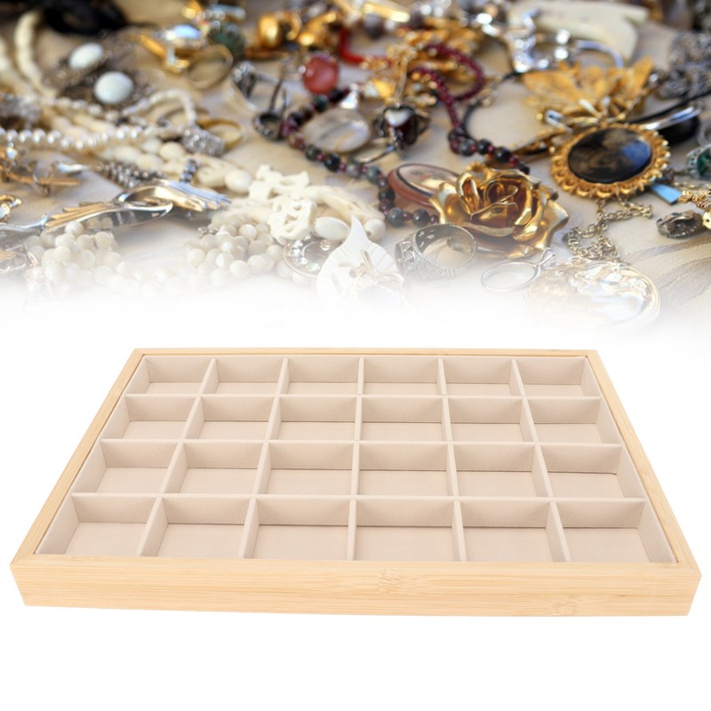Jewelry Storage Display Trays Multipurpose 24 Grids Jewelry Tray for