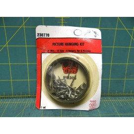 Bulldog 1 Set Bulldog Picture Hanging Kit 12' Wire 12 Eyes Hangers For 6 Pictures 230770
