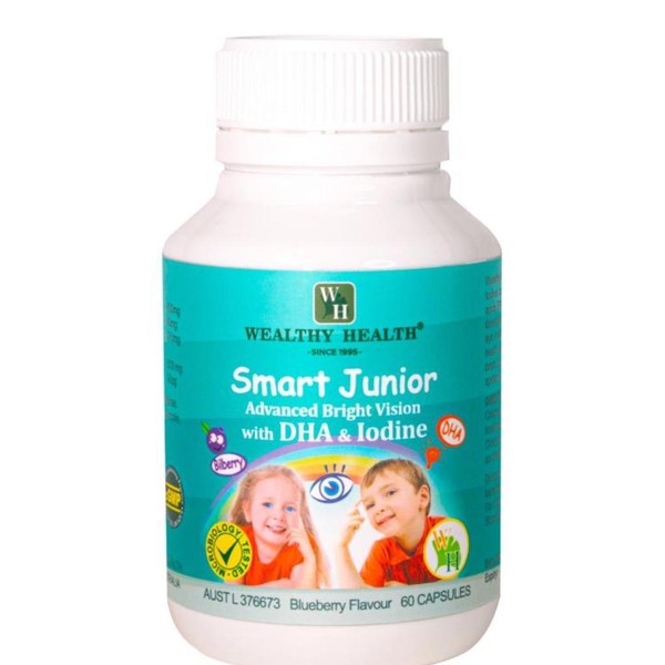 Wealthy Health Smart Junior Advanced Bright vision with DHA & Iodine 60 Capsules