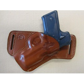 Braids Holsters Kimber Solo 9MM Formed Brown Leather,SOB, OWB Belt Holster, Right Hand