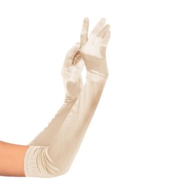 KQueenStar Direct 1920 Accessories Long Evening Gloves For Women Bridal Satin Stretch Gloves Elbow Length Gloves Great Gatsby, M, Champagne