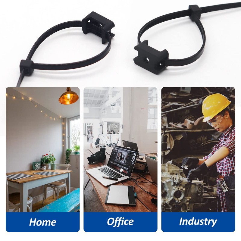 Cable Zip Tie Mounts Kit - 60 Set Wire Cable