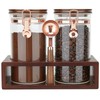 SIQOLNY Glass Coffee Container with Wooden Shelf, 2 x 40
