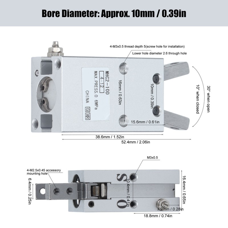 Air Gripper Pneumatic Cylinder Parallel Style Finger Small Manipulator for