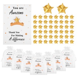 50 Sets Employee Appreciation Gifts Star Pins Thank You Gifts Star Badge Lapel Pins Inspirational Cards Organza Bags for Coworkers Teacher Employee Team Volunteer Staff Recognition Awards Ceremony