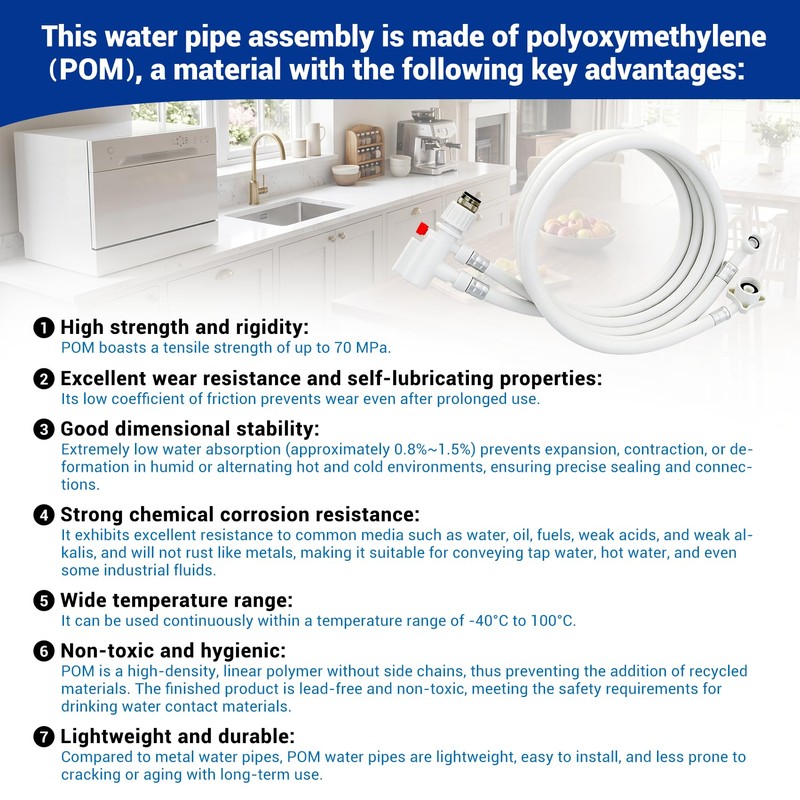 6FT Countertop dishwasher inlet and drain hose kit, compatible with