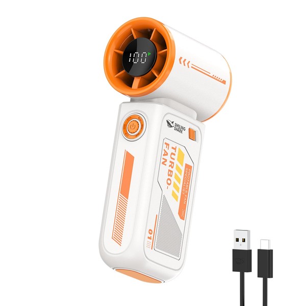 Smiling Shark TF-01 Handventilator, Turbo-Mini-Ventilator (Orangeweiß)