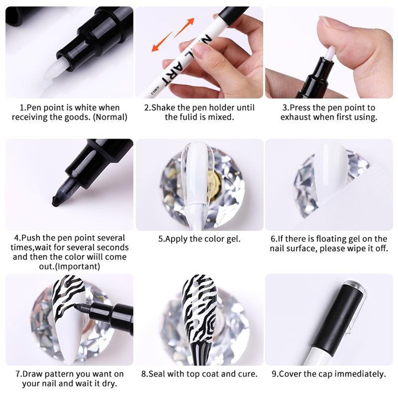 RoseFlower 18 Color 3D Nail Art Pens Set, Nail Art