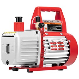 VIVOHOME 110V 1/4 HP 3.5 CFM Single-Stage Rotary Vane Air Vacuum Pump with Oil Bottle ETL Listed, Red