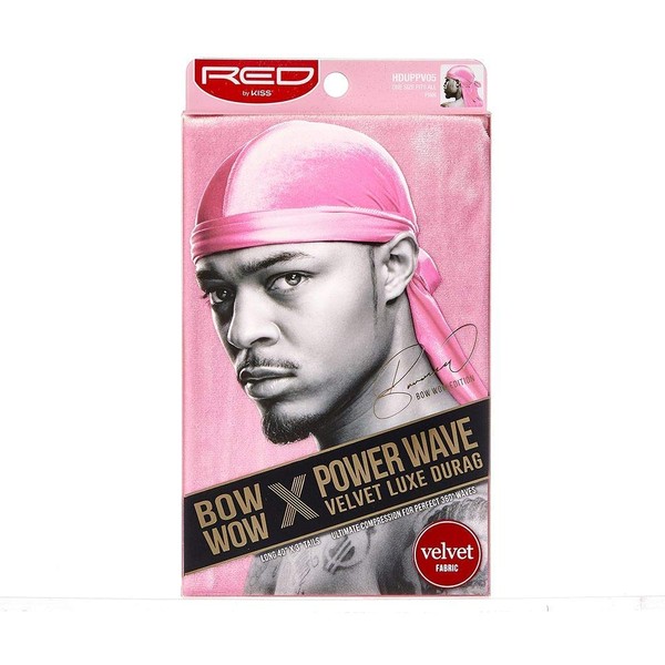 KISS RED Bow Wow Power Wave Velvet Luxe Durag (Pink)