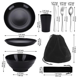 Kyraton Camping Utensils, Camping Mess Kit for Travel, Camping, Picnic, Outdoor, Camping Gear Include Knife, Spoon, Fork Silverware Set, Cup, Bowl, Plate, Camping Essentials for 1