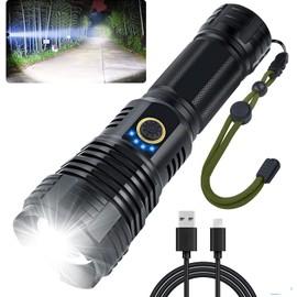 30000-100000 Lúmenes 3 Modos de Linterna LED de Alto Brillo, la Linterna Recargable USB Xlm-P70 de 50 Vatios más Potente, Resistente al Agua para Acampar/al Aire Libre
