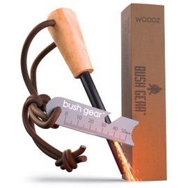 Bush Gear "Woodz" Fire Steel - Flint with Handmade Handle - Traditional Firesteel for Outdoor and Bushcraft Adventures
