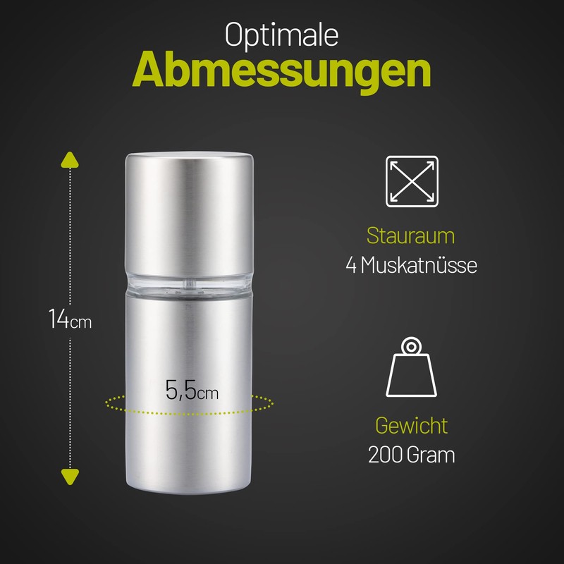 ZOLMER® Nutmeg Mill with Storage Container, Extra Sharp Grinder for