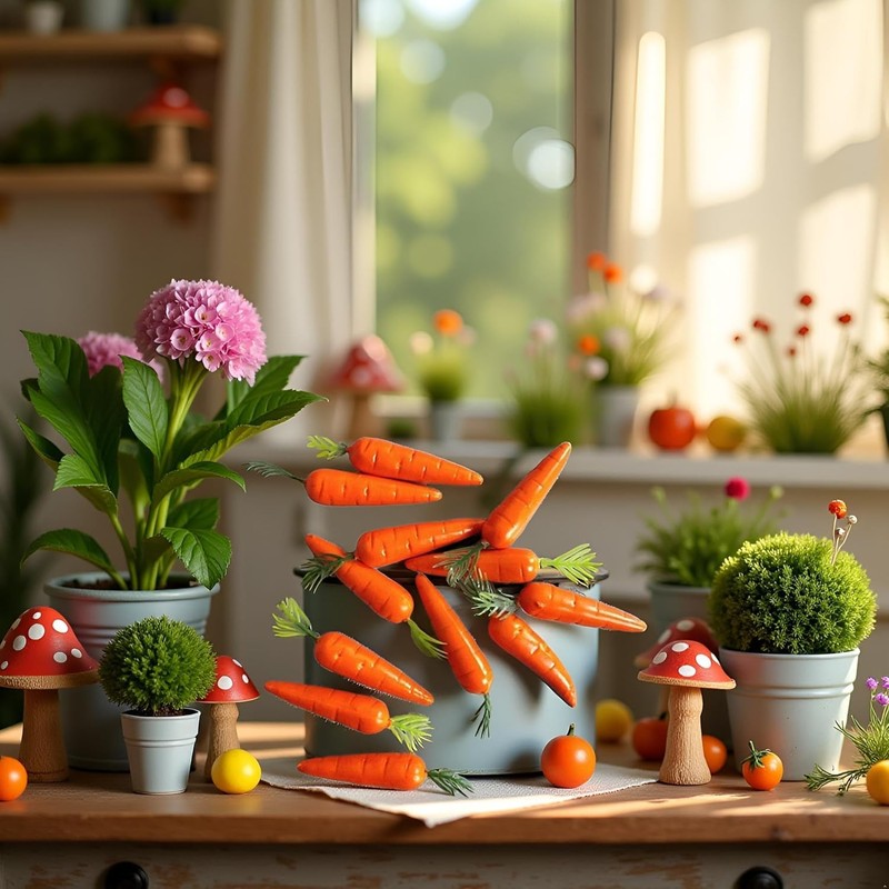 Nlinlin 30 Pcs Mini Easter Decor Carrots Realistic Fake Fruit