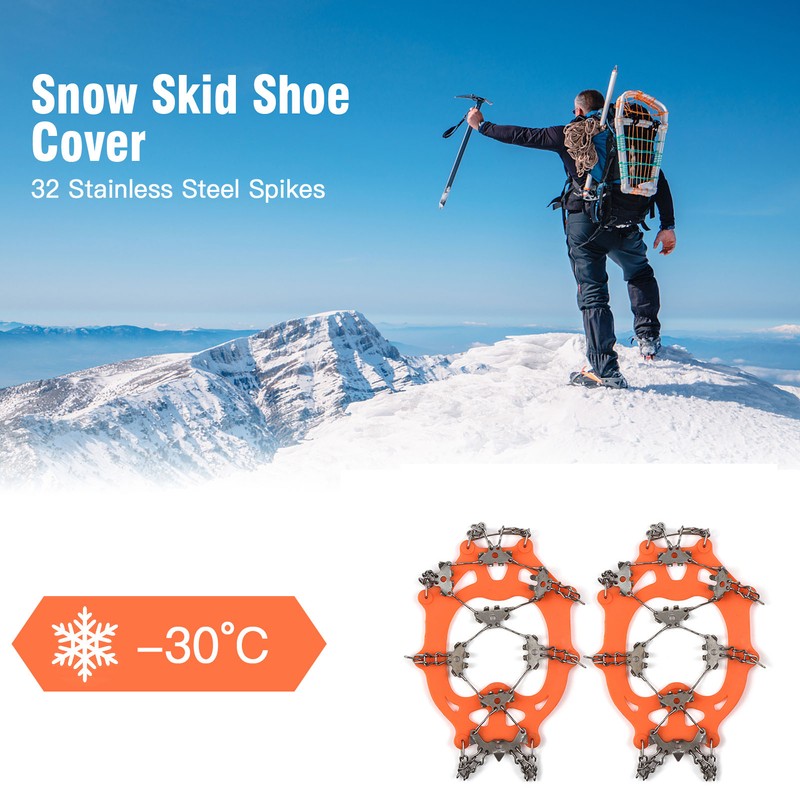 32-Tooth Ice Claw Stainless Steel Anti-Slip Shoe Cover Snow Anti-Slip