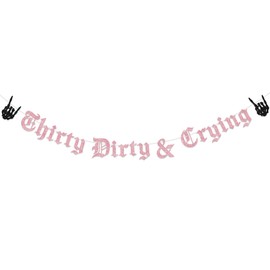 Sursurprise Gothic 30th Birthday Decorations, Thirty Dirty & Crying Banner, Old English Emo Rip Twentieth Funeral For My Youth Birthday Party Decor Supplies
