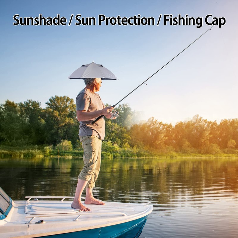 Asixxsix Umbrella Hat, 25 inch Handfree Umbrella Waterproof UV Folding