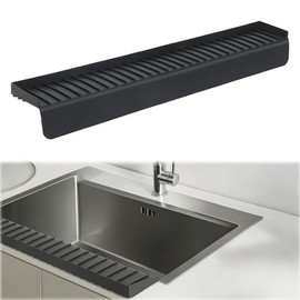 4"X30" Extra Long Sink Edge Protectors for Kitchen Single and Double Sink,Kitchen Sinks Splash Guard Can be Cut and Diy,Silicone Edge Protector Sinks With 5° Tilt (BLACK, 30IN)