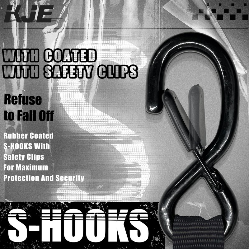 KJE Retractable Ratchet Straps, (4) 1" x 10' Tie Down
