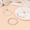 Thunaraz 3Pcs Silver Bracelet for Women Cubic Zirconia Adjustable Slider