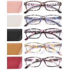 JOLISU Reading Glasses for Women Men - 5 Pack Ladies Fashion Readers Computer Eyeglasses W/Spring Hinge - Blue Light Blocking Reading Glasses Anti Eyestrain 3.0