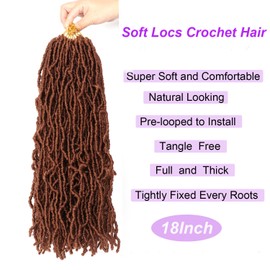 18 Inch Faux Locs Crochet Hair Extensions Soft Locs Crochet Braids Curly End Braiding Hair For Black Women (18Inch (Pack of 7), #30)