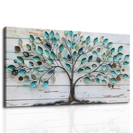 MHARTK66 Canvas Wall Art Colorful Trees Large Paintings For Living Room Abstract Wall Decor Bedroom Farmhouse Artwork For Office Blue Landscape Watercolor Pictures Rustic Wall Hanging Decor 20x40
