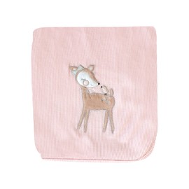 Socksmad 2 Pack Baby Blankets 100% Soft Cotton with Embroidery Cot Crib Moses Basket Pram Cellular Blanket (Pink Deer)