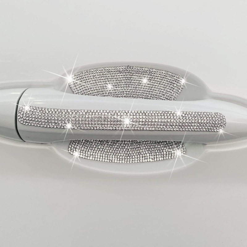 8 Pcs Silver Rhinestone Car Stickers, Bling Car Accessories -