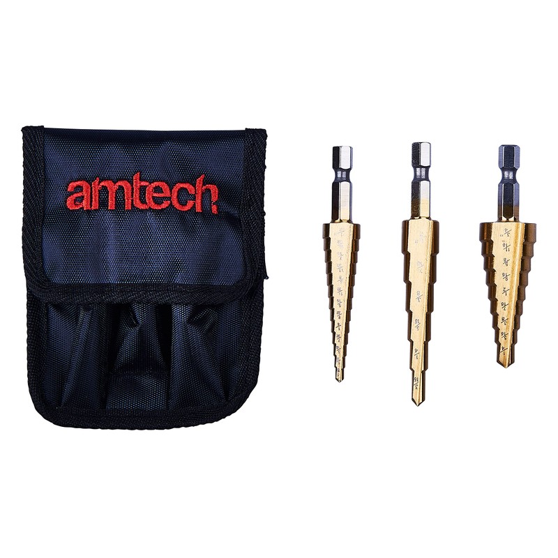 Amtech F0785 3 Piece high Speed Steel Step Drill Set