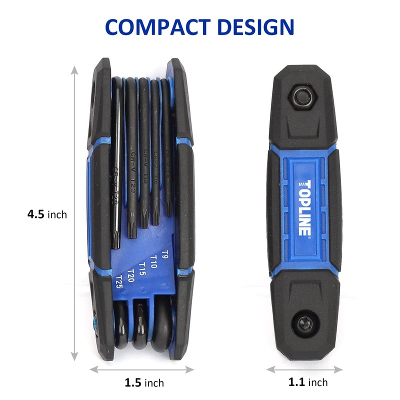 Topline 25-Piece Folding Allen Wrench Set, SAE, Metric, Torx Hex