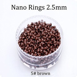Nano Copper Micro Rings Dreadlock Beads Microlink nano micro tube ring For Tip/Ring Hair Extensions Link Hair Tools Accessories (#5 Brown)