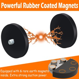 4 Pack Strong Rubber Coated Magnets with 1/4-20 Male Threaded Stud, Heavy Duty Neodymium Magnet, Powerful Magnet Mounting Base for Camera Light Bar Iron Tools Mirror Equipments