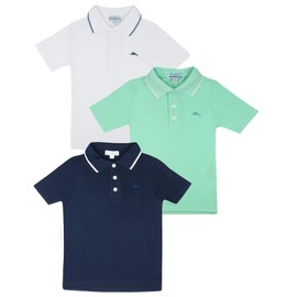 Tommy Bahama Boys Polo Shirts 3-Pack, Polo Shirts for Boys 3-Pack Bundle Set (Blue/White/Green, Size 5/6)