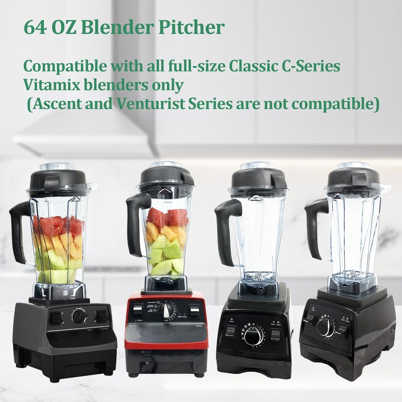 For Vitamix Blender Pitcher 64 oz. -60865, Clear, 5200 Replacement