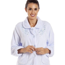 Camille Womens Floral Print Button Up Bed Jacket 18-20 Blue Floral