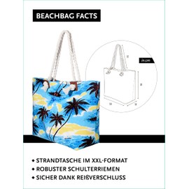 DonDon Women's XXL Beach Bag with Zip Large, 90s retro chic, Retro