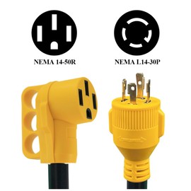 RV Generator Power Adapter 30 Amp 125/250 Volt Male Plug 4-Prong to 30 Amp RV Power Cord Connector 125 Volt,STW10/3 12-inch Extension Cord for 30 Amp RV Camper NEMA L14-30P to NEMA TT-30R (CRG30430)