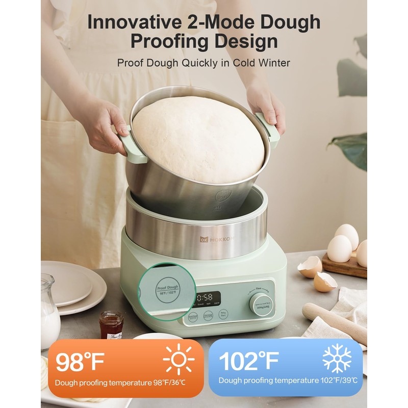 MOKKOM Electric Dough Maker with Proof Dough Function, Microcomputer Timing,